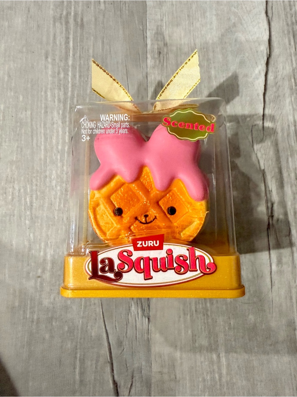 LaSquish Pink & Orange Scented waffle Bear Bun Squishy Toy